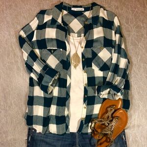 Maurices Long Sleeve Button Up Plaid Shirt. Size 1